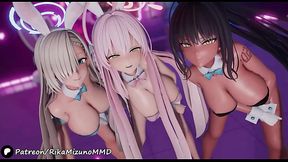 Boob Sexy Dance  - Asuna, Hanako, Karine | MMD R-18 Blue Archive