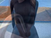 Nylon bodysuit tease in the pool (teaser)