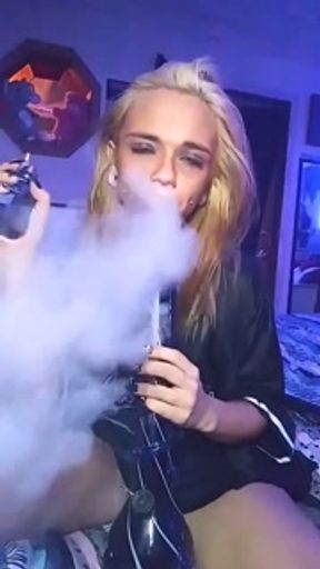Blonde Smoking Bong