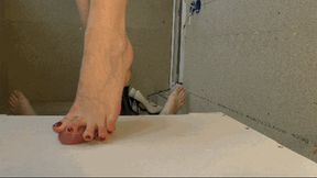 Trampling cock barefoot