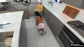 French Maid Uses Her Mouth And Cunt To Clean Up Cock - Ricki Rose