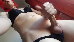 fit tgirl teases you with her cock and cums on your face - sarina havok