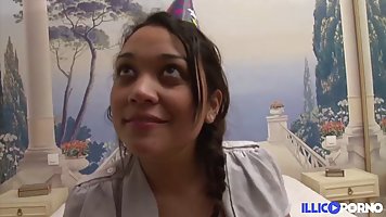 French brunette is celebrating her birthday and having casual sex with a guy she likes a lot