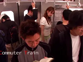 Hot Japanese girl is giving handjob on the subway
