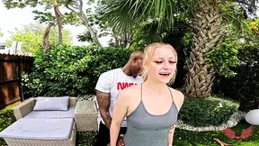 Pool Side Workout - Blonde Totty Licks and Sucks Dick While Riding Dick in
