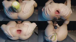 ANAL GAPES and ORGASM with ZUCCHINI (Doggystyle, Masturbation, Gape, Pushing out, Hardcore, Teen)