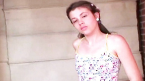 Little Liana show natural tits & rubbing muff