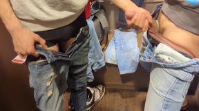 Jerk Off And Blowjob Action In A Public Changing Room