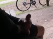 Ruining orgasm in public in the forest during a bike ride