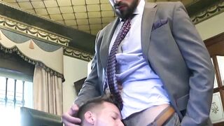 Man in suit Darius Ferdynand doggystyle fucked by classy gay