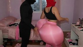 Big Ass Girl in Tight Pink Leggings Gets Pressed in the Bedroom