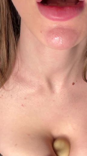 Homemade JOI ASMR Hot milf slut sucks big dick, sitting, moaning -Dildo tit fuck from hot MILF DOMINATRIX   Clip 1