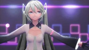 hatsune miku cynical night plan undress dance hentai small tits mmd 3d white hair