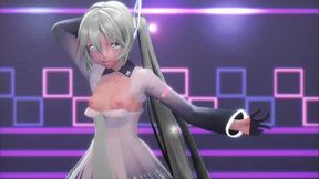 hatsune miku cynical night plan undress dance hentai small tits mmd 3d white hair