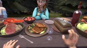 Ana gives a sneaky footjob under the dinner table