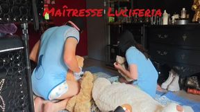 Journée spéciale babyslaves avec Maîtresse Sady, baby Luna et babyslave Rex 🐕😈