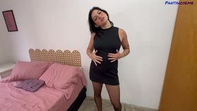 cute brunette shayy in black pantyhose and heels gets fucked anal in pantyhose audition