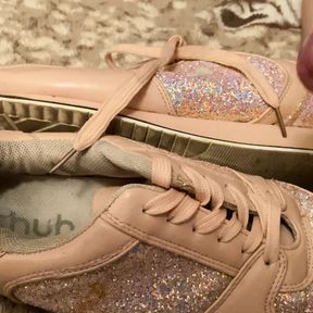 Cum on pink girl sneakers