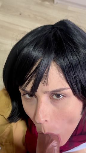 Mikasa Cosplay BJ - Dirty Talk & Cum on Tongue