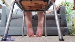 Yellow Flip Flops Foot Play and Showing Soles - NO TALKING