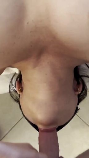 Must-see moment from "Upside-down throatfuck with throatpie for topless babe!"
