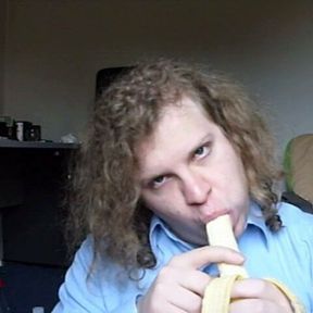 Sissy slut doing banana blow job