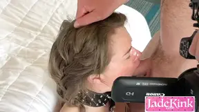 Leashed Sub Slut Mouth fucked, spit on face and facial cum