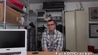 Straight nerd has trouble handling this sizable darky pecker