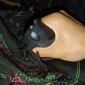 Huge Cum on soft black shawl