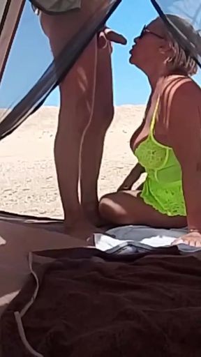 Captivating moment from &quot;On the beach, a stranger cummed on my face&quot;