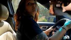 1421 – Jane Domino Driving the Explorer in Slingbacks for You