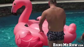 Studs fucking bareback after having fun at the pool