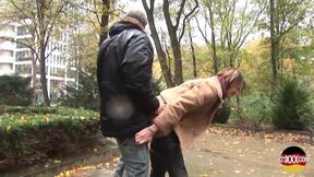 Smiling Brunette Fucked in a Park
