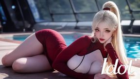 beautiful asian girl love sucks my balls by the pool! [ai]