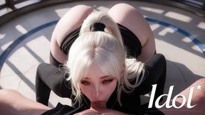 beautiful asian girl love sucks my balls by the pool! [ai]