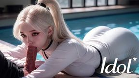beautiful asian girl love sucks my balls by the pool! [ai]