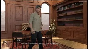 Couple engages in 3D animated roleplay game with slow buildup to explicit expose