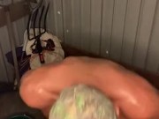 Farmer shows off body and long dick