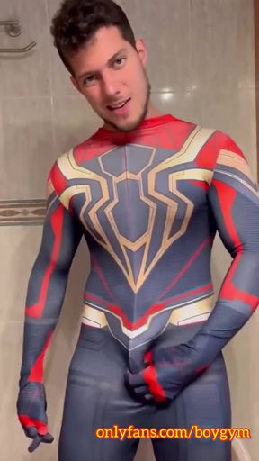 My Spiderman cock has a wet surprise for you