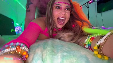 Busty Rave Beauty Essie Gotback Gets Her Pussy Eaten By The DJ!