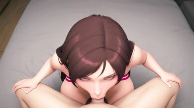 AI Generated - Kawaii Long-Haired Brunette Deepthroat Queen & Legs Spread Glow