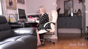 Auntjudys - Horny Hairy Mature GILF Mrs. Claire Has Phone Sex at the Office