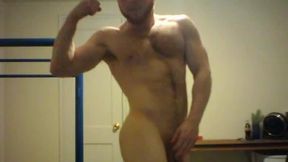 Redhead Fit Body Model Flexing and Jerking a Bit