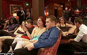 Hot bound Asian slaves fucked at party