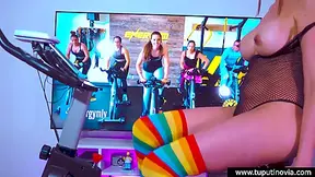 Fitness Influencer Exercising And Masturbating On A Spin Bike