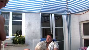 Housewives' swinger party poolside