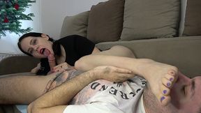 anna foot fetish and creampie blowjob