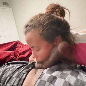 Her First Time Ever Having Cum in Her Mouth and It Was a Huge Load