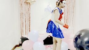 Fairy sailormoon chants magical spell while cuddling balloons LOONERKITTYROLL