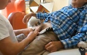 Grandpa enjoy blowjob by young man